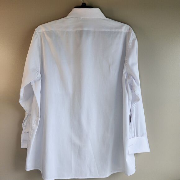 Design in Italy Luxury French Cuff Solid Men's White‎ Dress 2XL Shirt 18 x 32-33 - Picture 6 of 7